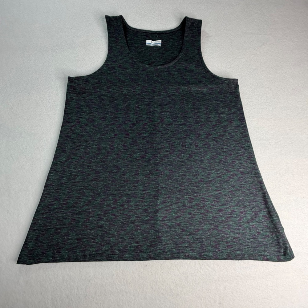 Columbia Womens Space Dye Knit Tank Top Green Purple Large Hiking Sleeveless